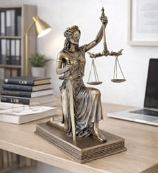 Dekorativ juristgave – Justitia statue i klassisk design
